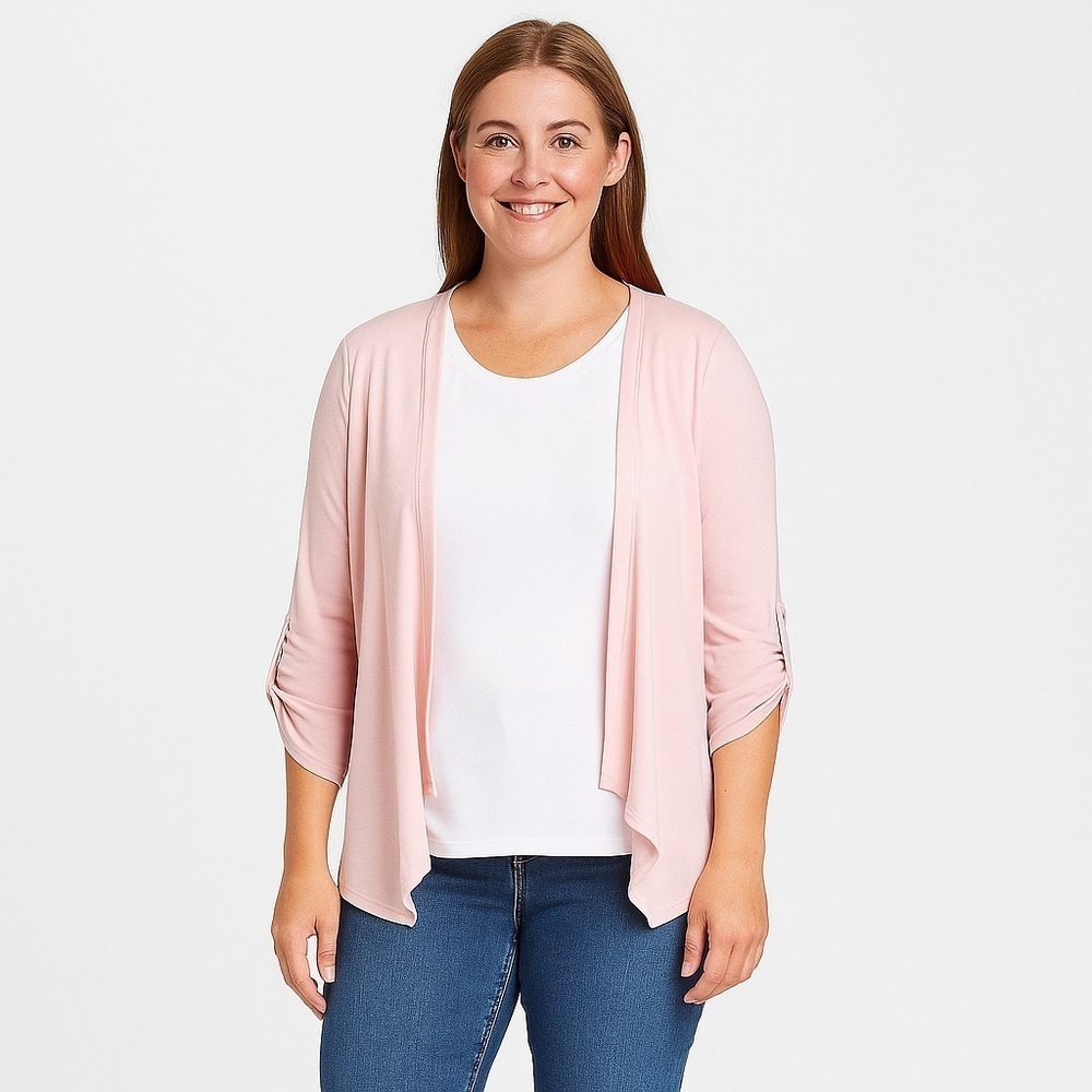 Coldwater Creek Lightweight Pink Cascade Cardigan